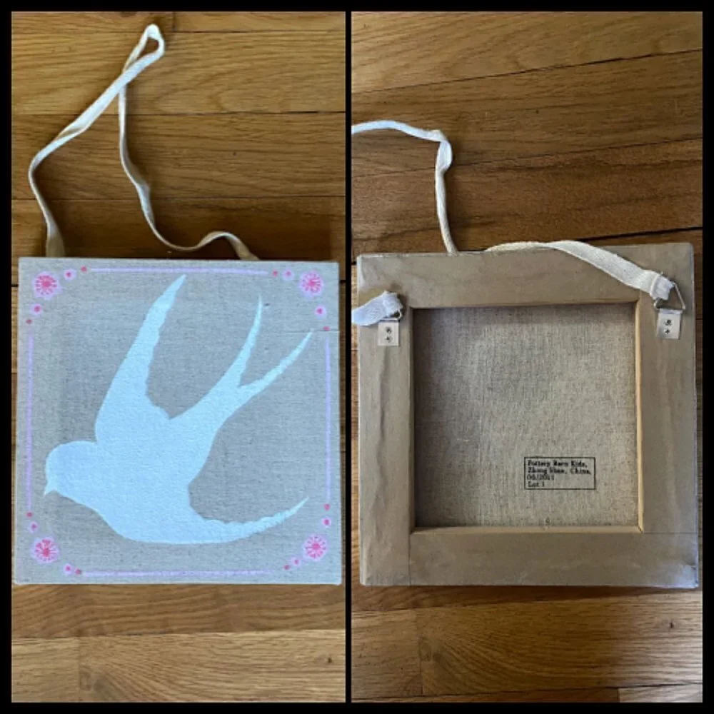 Pottery Barn Girls Canvas Wall Art Decor Set of 3 Dream Imagine Bird